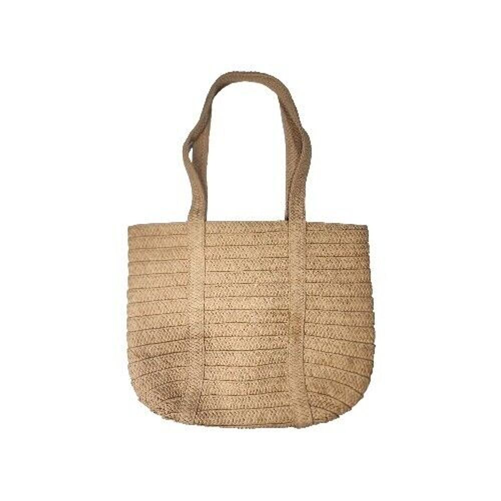 Draper James Everyday Woven Straw Shoulder Purse Natural Tote Bag Navy Lined